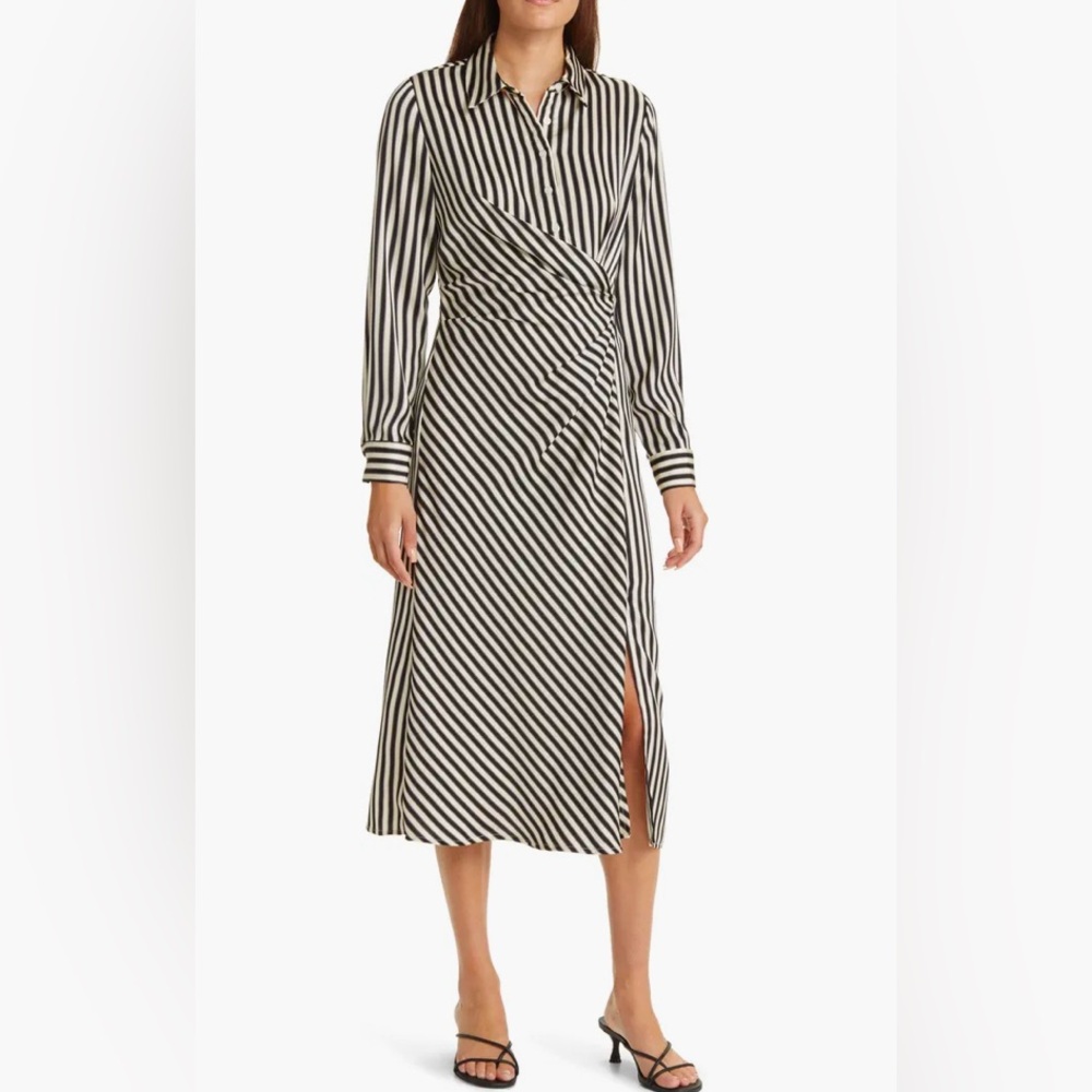 Side Knot Asymmetrical Button Shirtdress